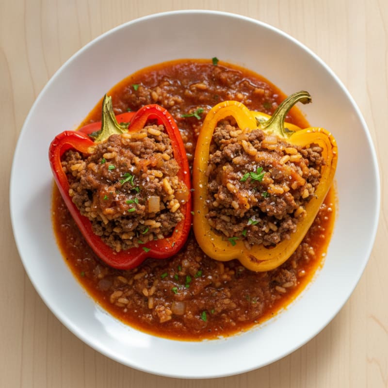 Beef and Rice Stuffed Bell Peppers