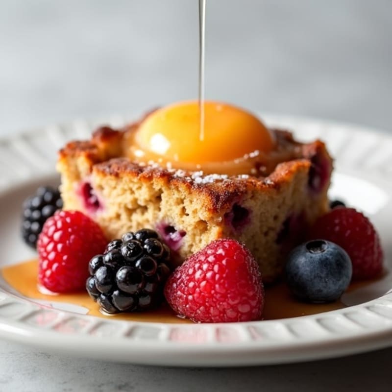 Protein Bread Pudding with Mixed Berries