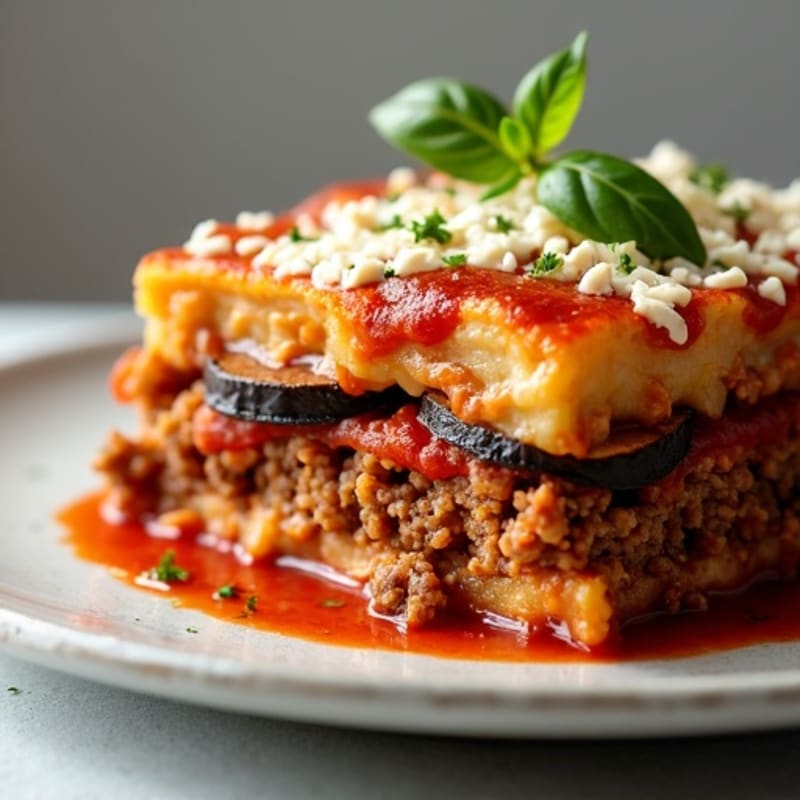 Layered Eggplant and Spiced Ground Lamb Casserole