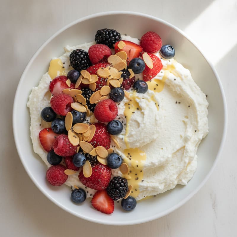 Silky Greek Yogurt Protein Mousse with Mixed Berries