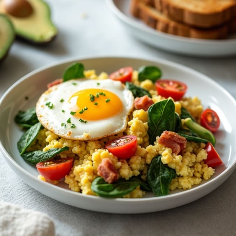 Egg White Scramble with Spinach and Turkey Bacon