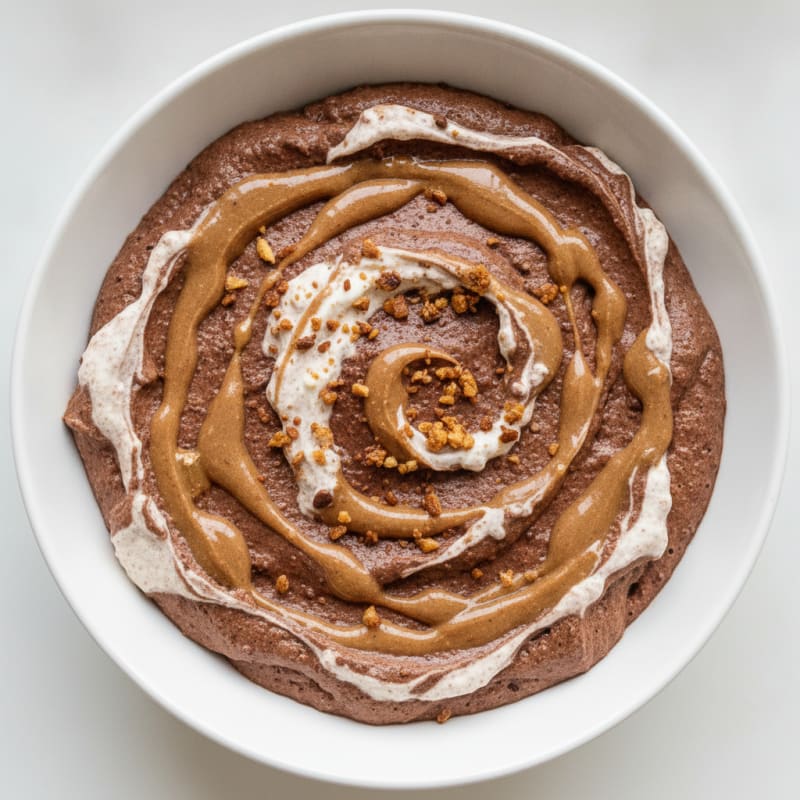 Greek Yogurt Protein Mousse with Almond Butter Swirl