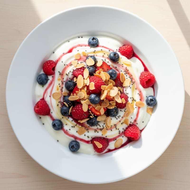 Greek Yogurt Protein Parfait with Mixed Berries