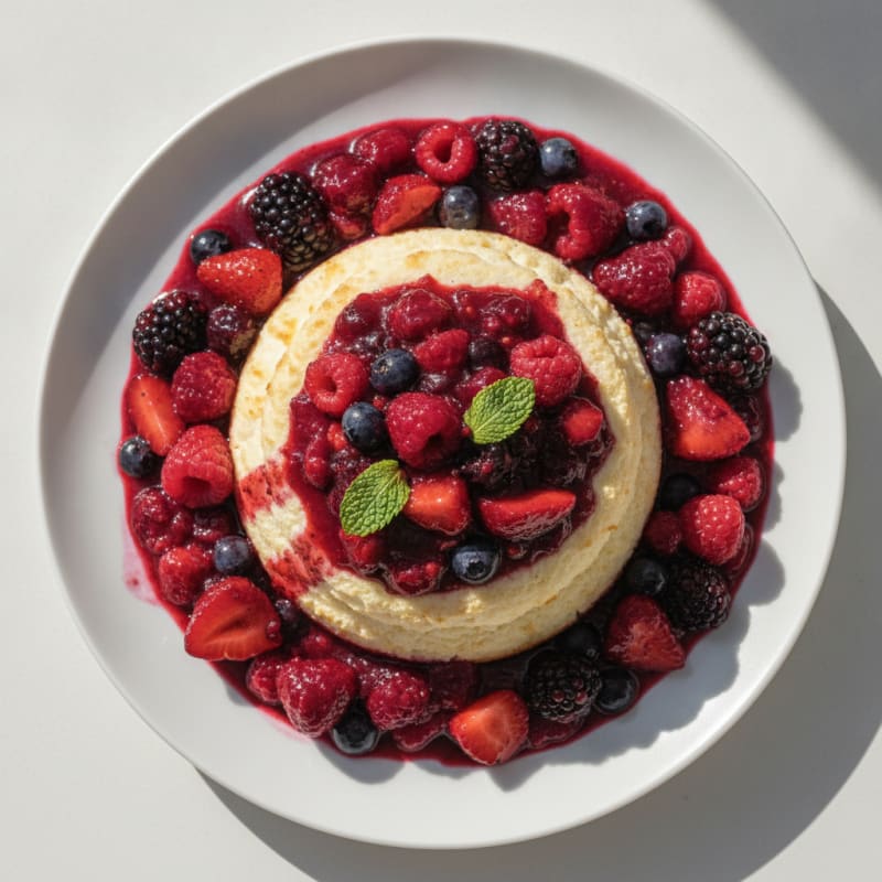 Greek Yogurt Protein Cheesecake with Mixed Berries