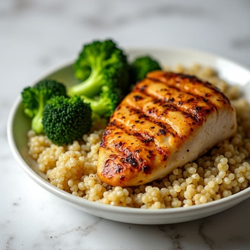 Grilled Chicken Breast with Roasted Broccoli and Quinoa