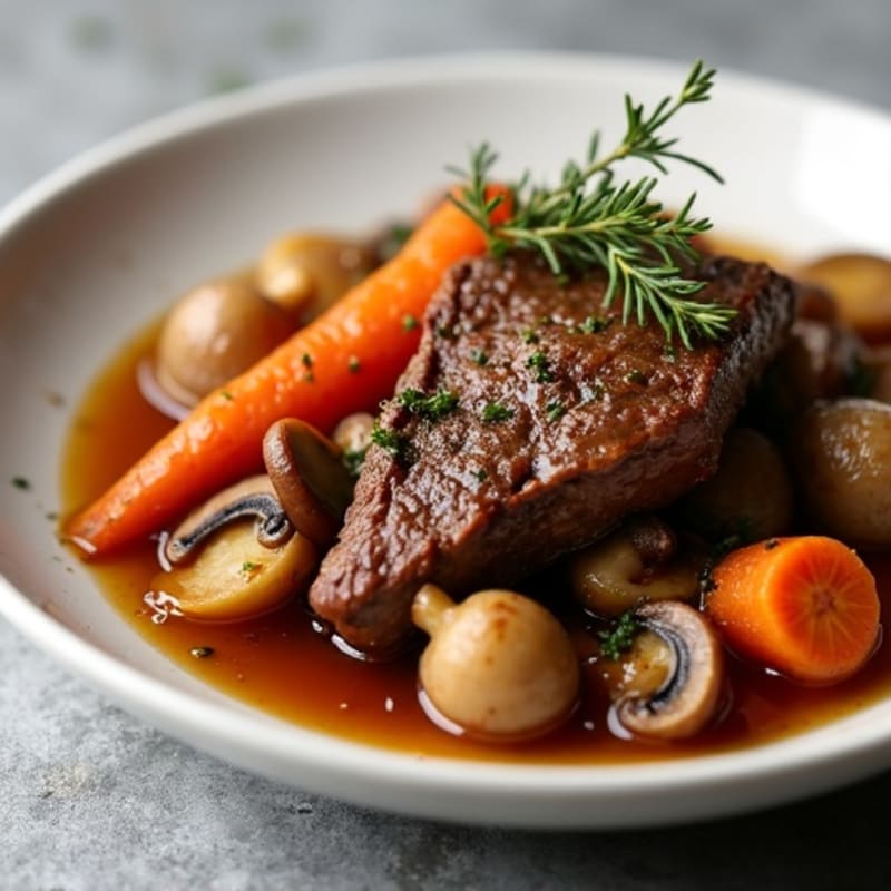 Hearty Braised Beef with Mushrooms and Carrots