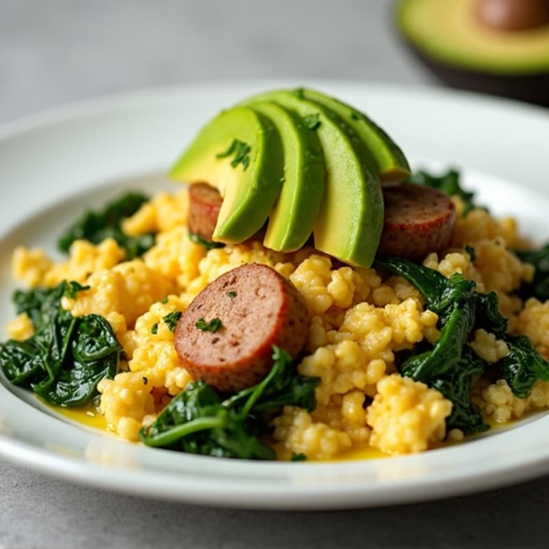 Egg White and Turkey Sausage Scramble with Spinach