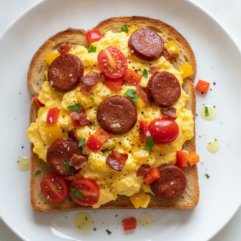 Chorizo and Bell Pepper Egg Toast