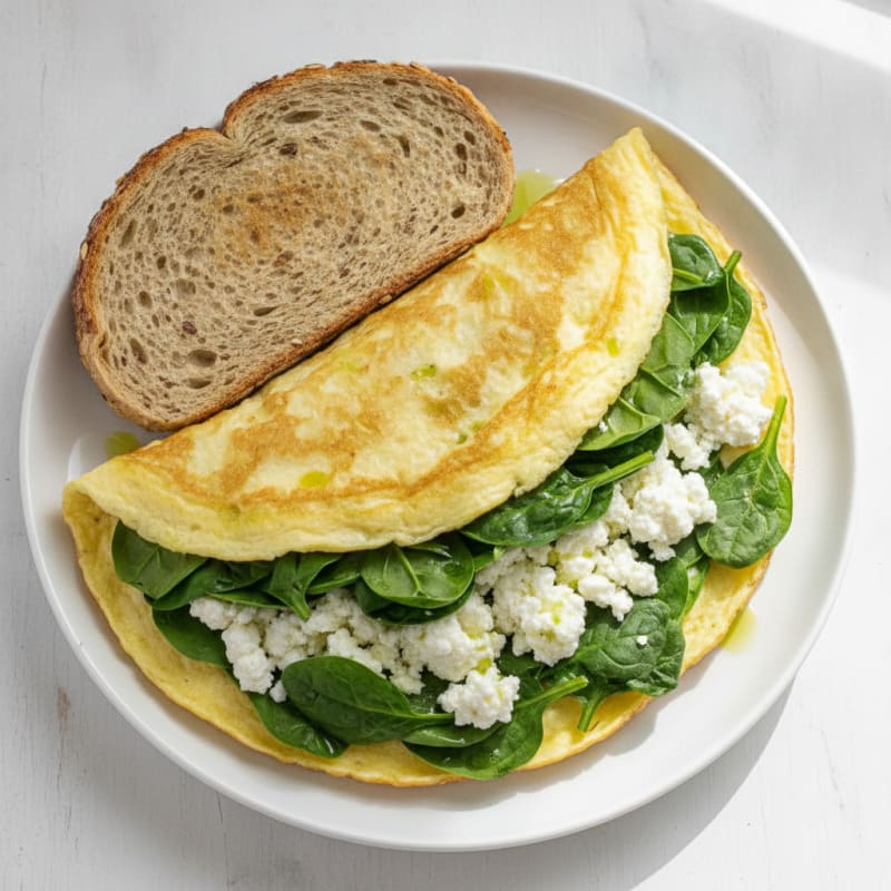 Egg White and Spinach Omelet with Cottage Cheese