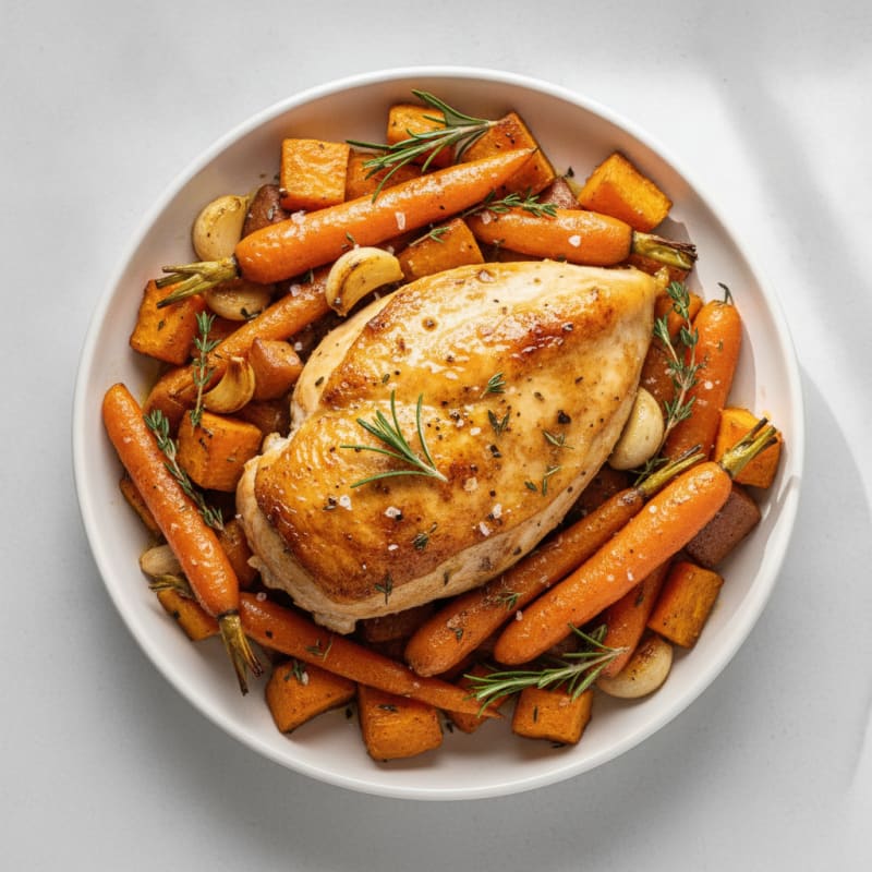 Garlic Herb Roasted Chicken with Root Vegetables