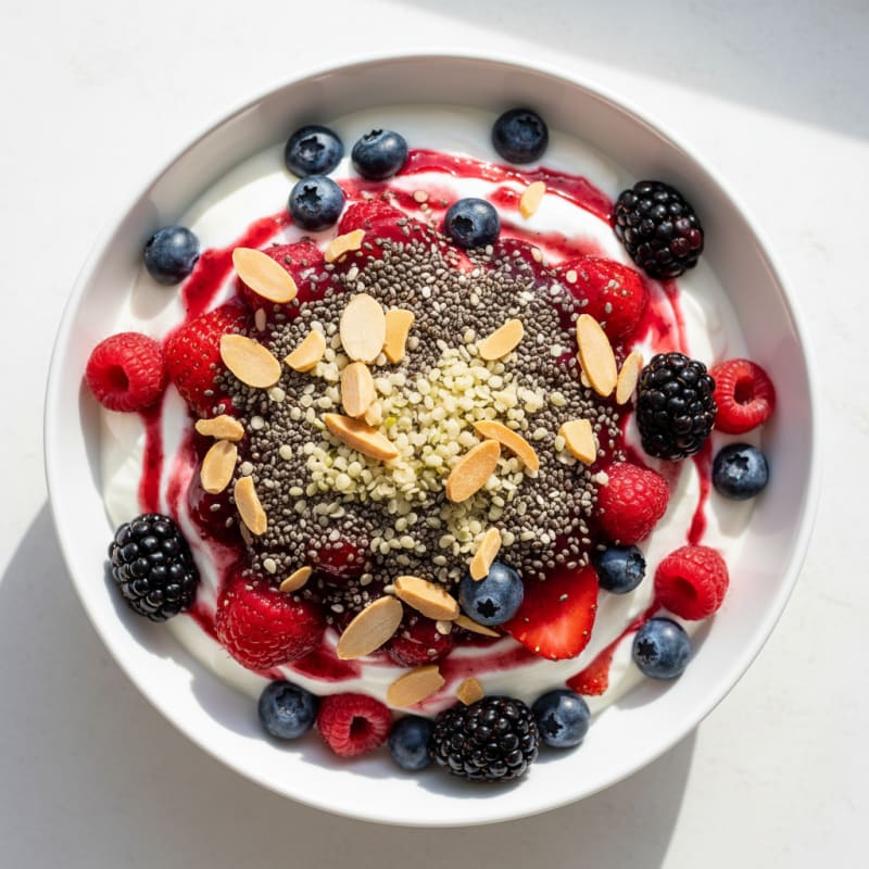 Creamy Greek Yogurt Parfait with Mixed Berries and Chia Seeds