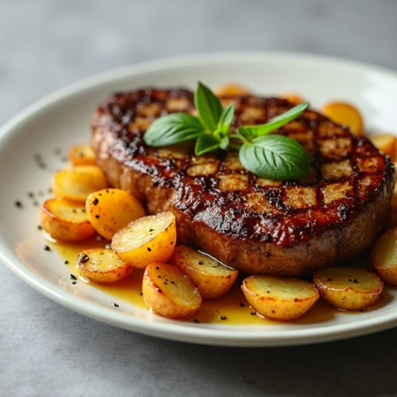 Pan-Seared Garlic Butter Steak with Crispy Roasted Potatoes