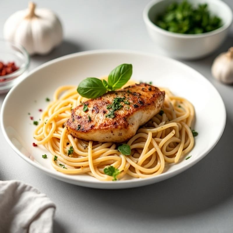 Spicy Garlic Herb Chicken with Creamy Whole Wheat Pasta