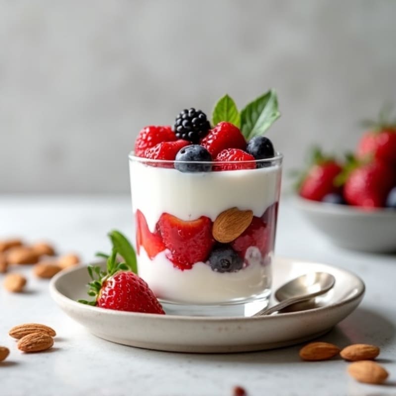 Greek Yogurt Protein Parfait with Mixed Berries and Almonds