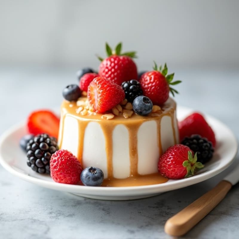 Silky Vanilla Protein Yogurt with Almond Butter and Fresh Berries