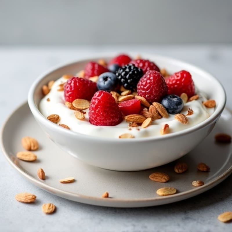 Creamy Greek Yogurt with Fresh Berries and Crunchy Nuts