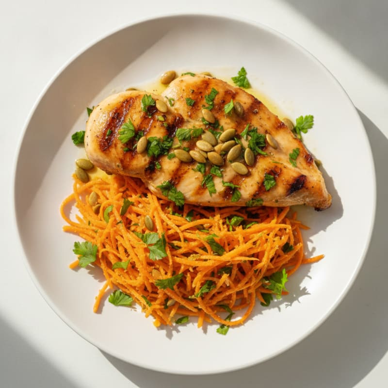 Grilled Lemon Chicken Breast with Shredded Carrot Salad