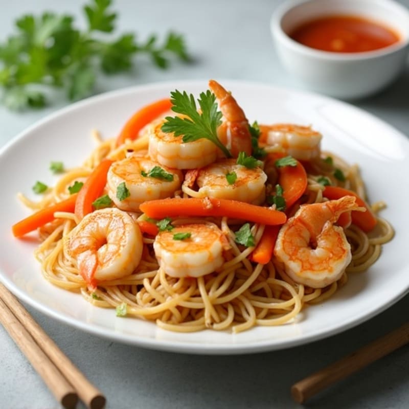 Fresh Shrimp and Rice Noodles with Savory Peanut Lime Sauce