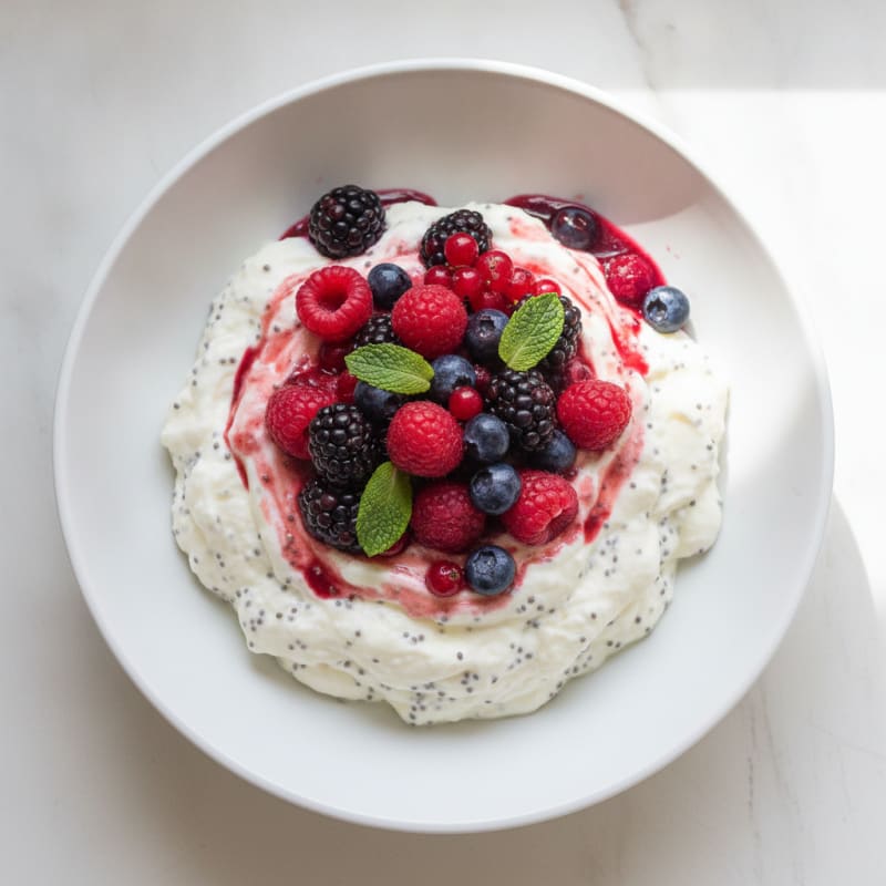 Greek Yogurt Protein Mousse with Mixed Berries