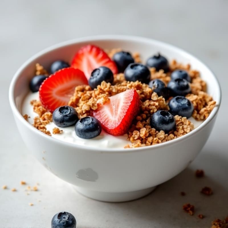 Creamy Greek Yogurt Bowl with Fresh Berries and Crunchy Granola