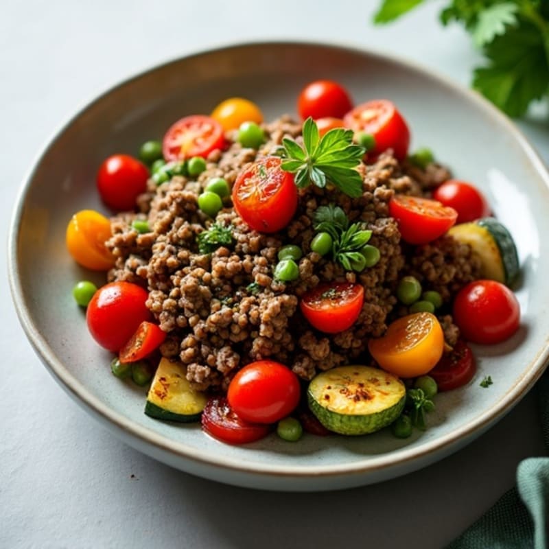 Herb-Seasoned Lean Ground Beef Skillet with Roasted Vegetables