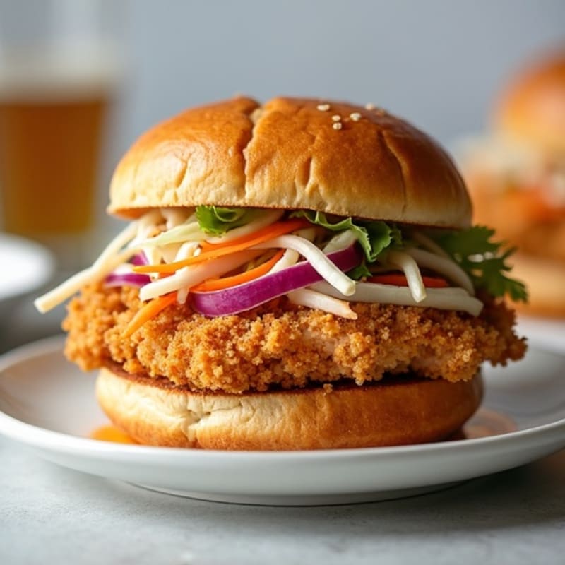 Crispy Air-Fried Chicken Sandwich with Tangy Slaw