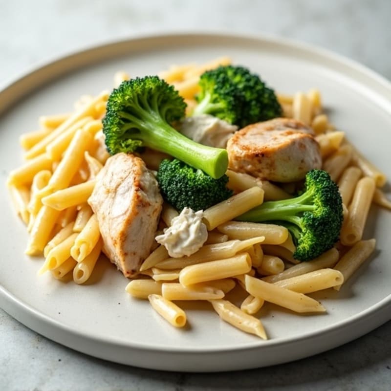 Chicken and Broccoli Whole Wheat Pasta with Creamy Garlic Sauce