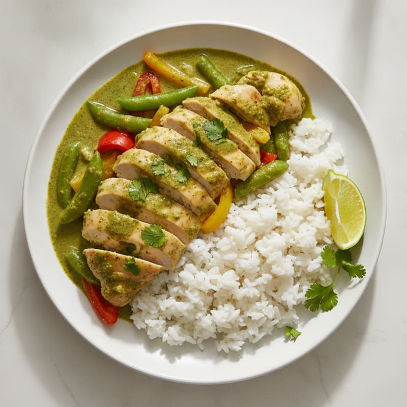 Green Curry Chicken with Coconut Rice