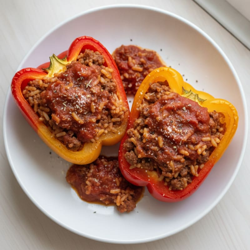 Beef and Rice Stuffed Bell Peppers