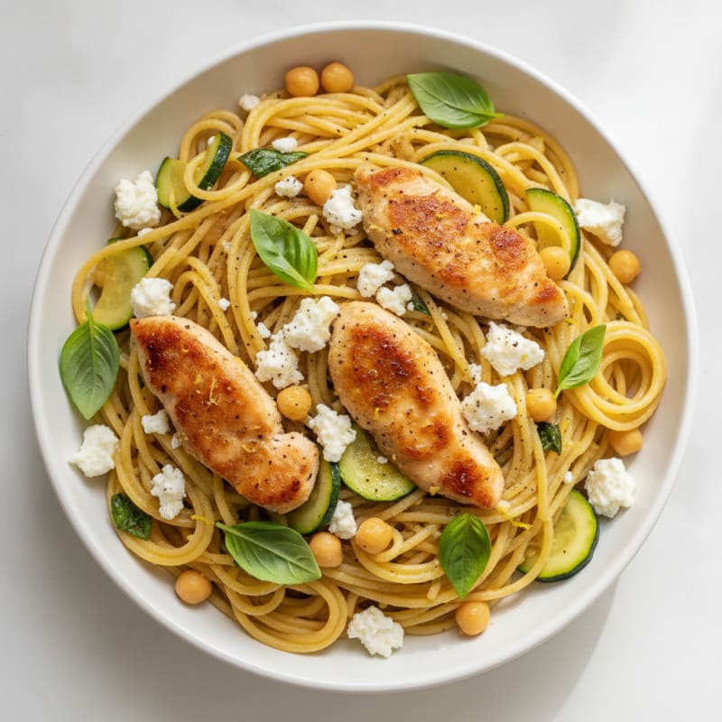 Lemon Basil Feta Spaghetti
