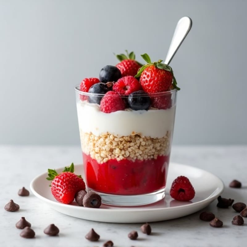 Greek Yogurt Protein Parfait with Fresh Berries and Rice Cakes