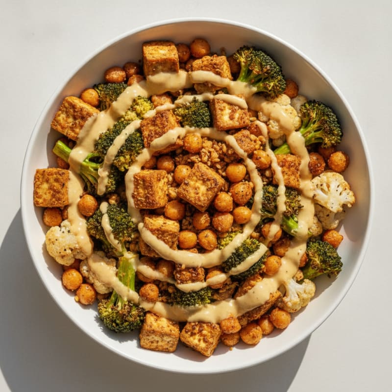Roasted Vegetable Buddha Bowl with Tahini Dressing