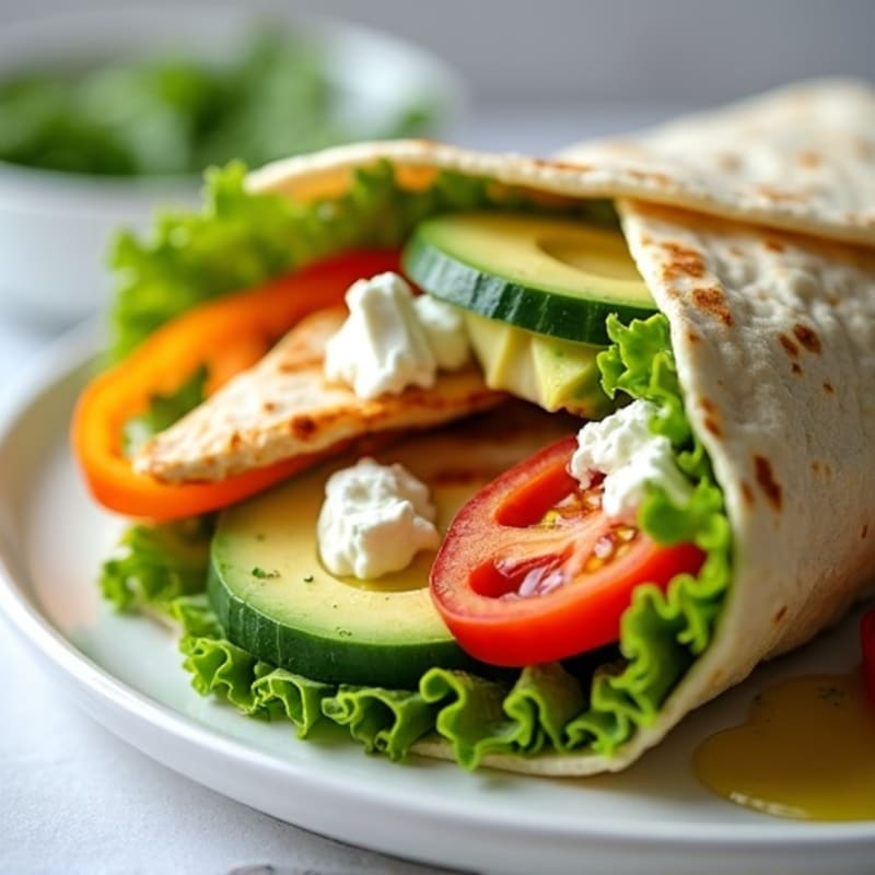 Grilled Chicken and Veggie Low Carb Wrap with Cottage Cheese