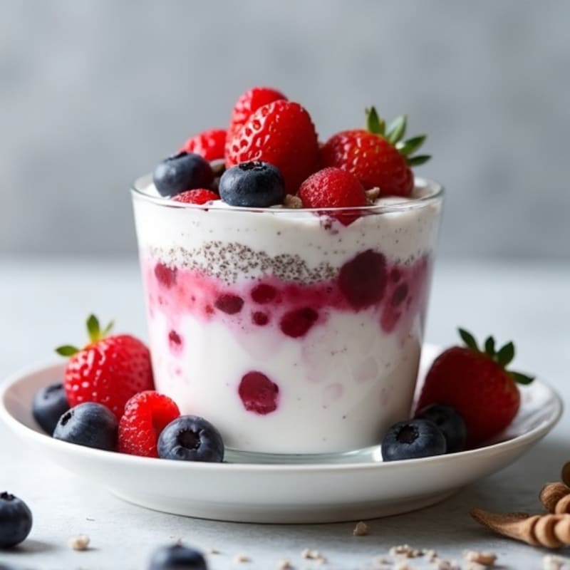 Silky Greek Yogurt Protein Pudding with Mixed Berries
