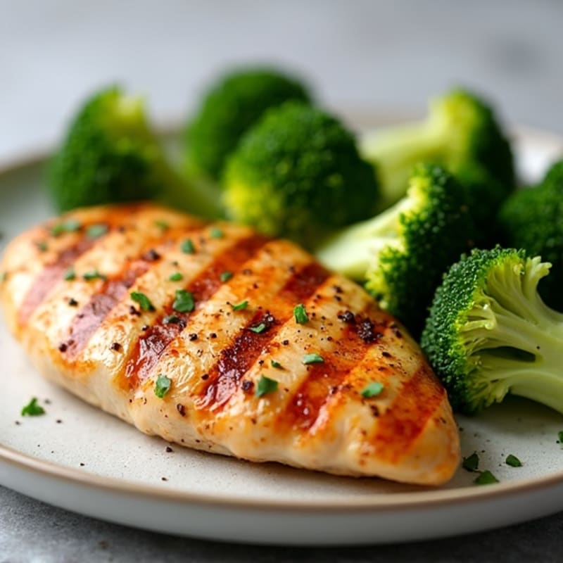 Grilled Chicken Breast with Roasted Broccoli