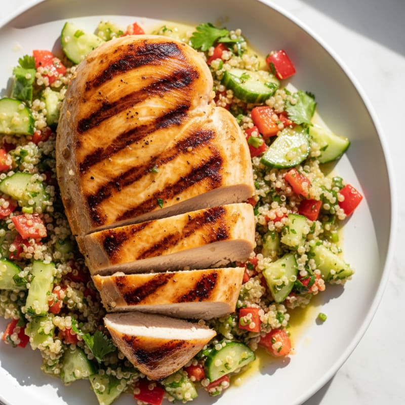 Grilled Chicken Breast with Crunchy Quinoa Salad