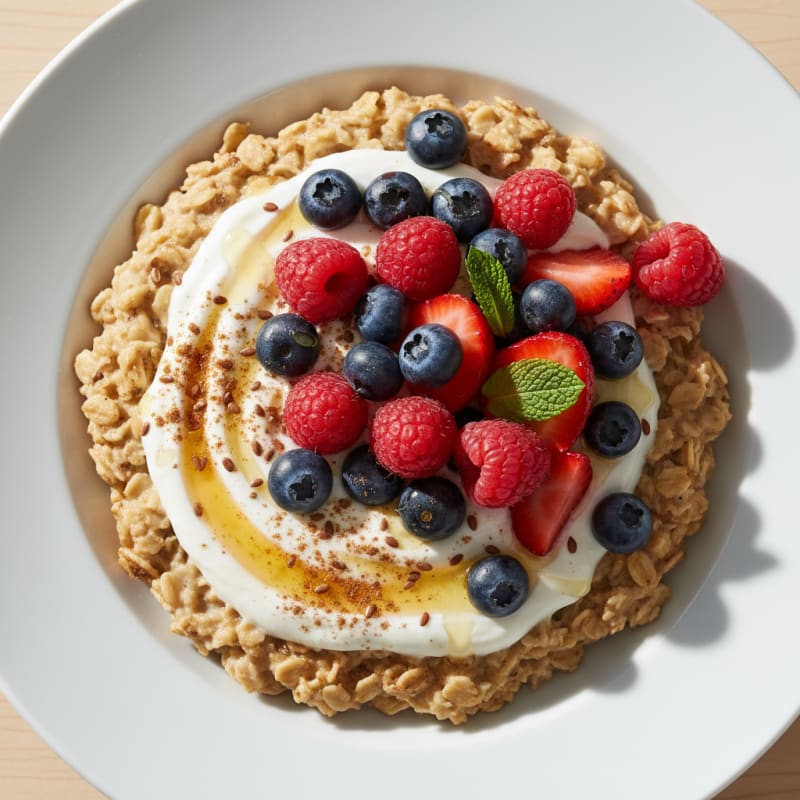 Creamy Vanilla Protein Oats with Berries