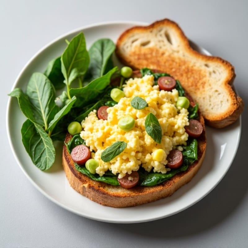 Egg White and Spinach Scramble with Turkey Sausage