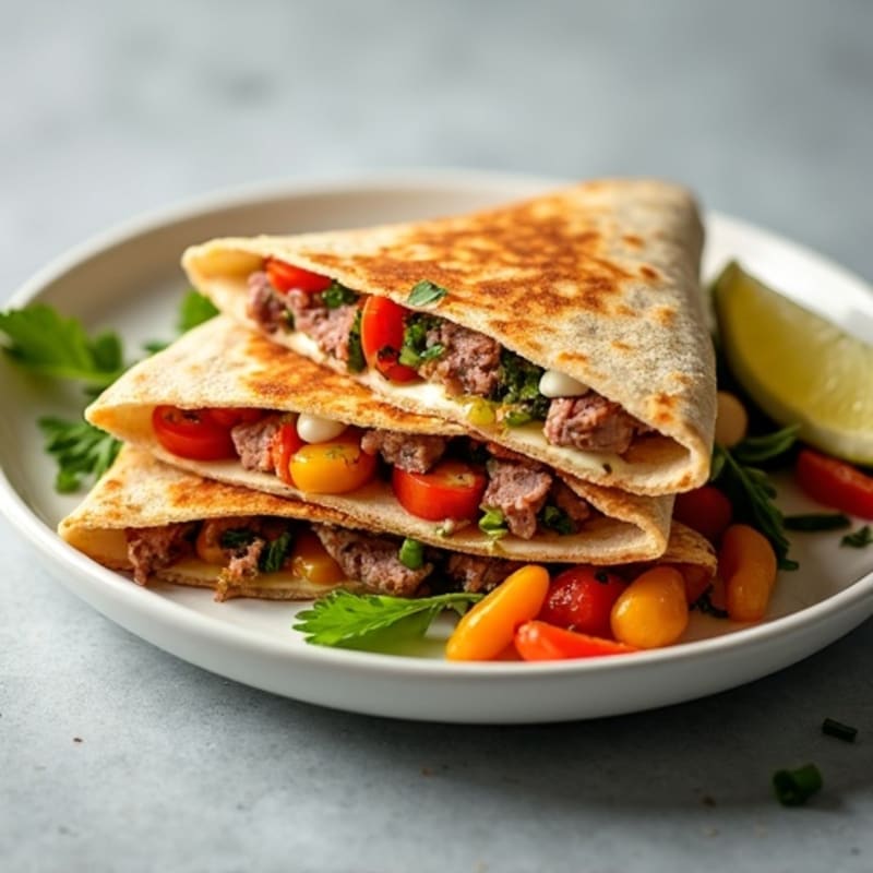 Healthy Lean Steak and Roasted Veggie Crispy Quesadillas
