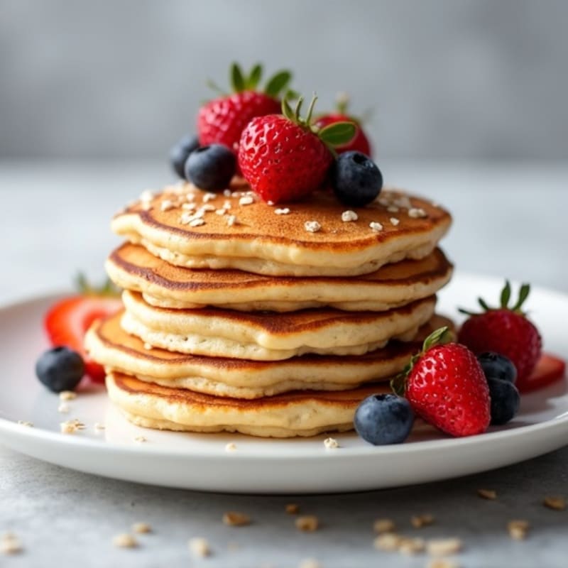 Fluffy Protein Pancakes with Fresh Berries