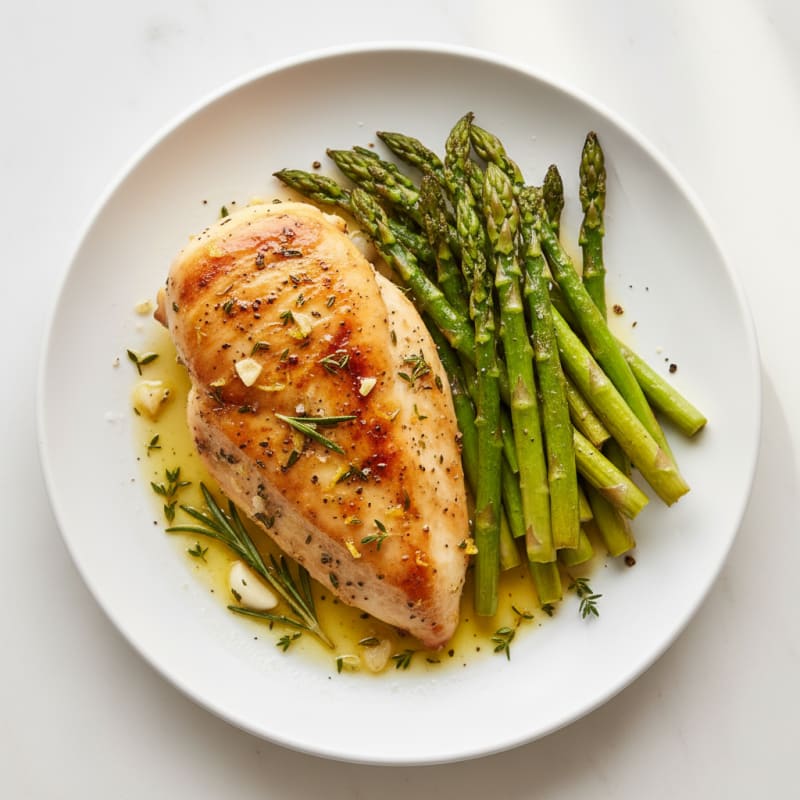 Lemon Herb Roasted Chicken with Asparagus