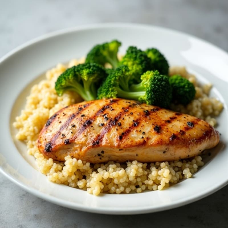 Grilled Chicken Breast with Quinoa and Steamed Broccoli