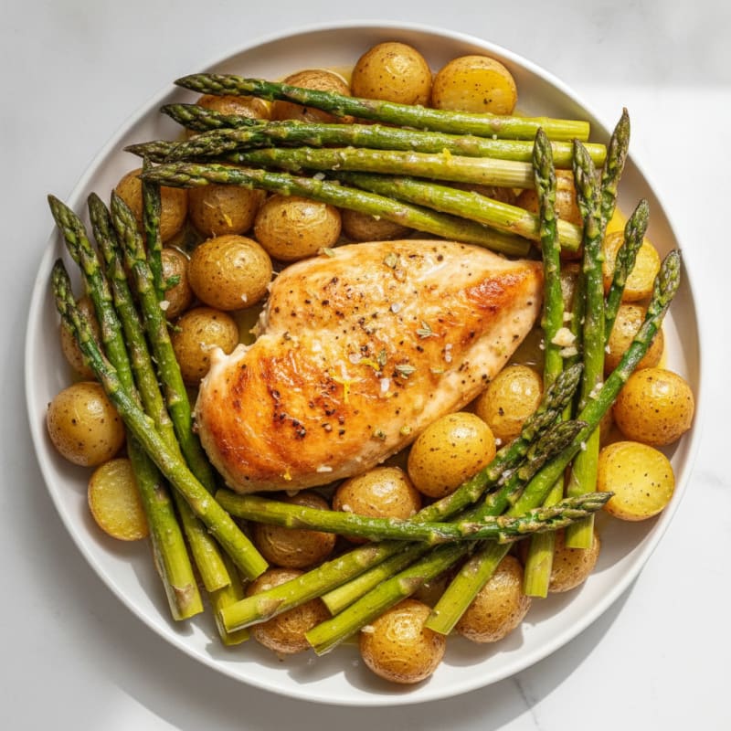 Lemon Herb Baked Chicken and Asparagus