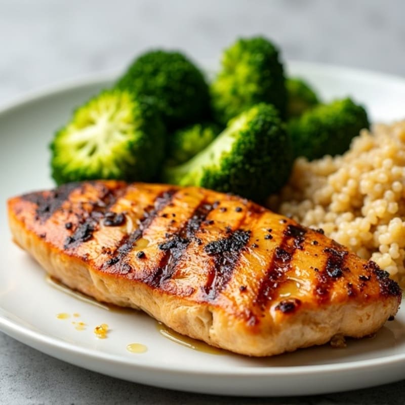 Grilled Chicken Breast with Quinoa and Steamed Broccoli