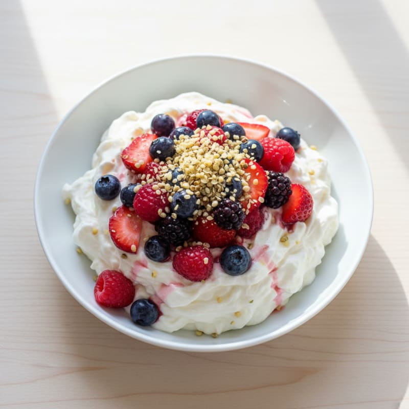 Greek Yogurt Protein Mousse with Mixed Berries