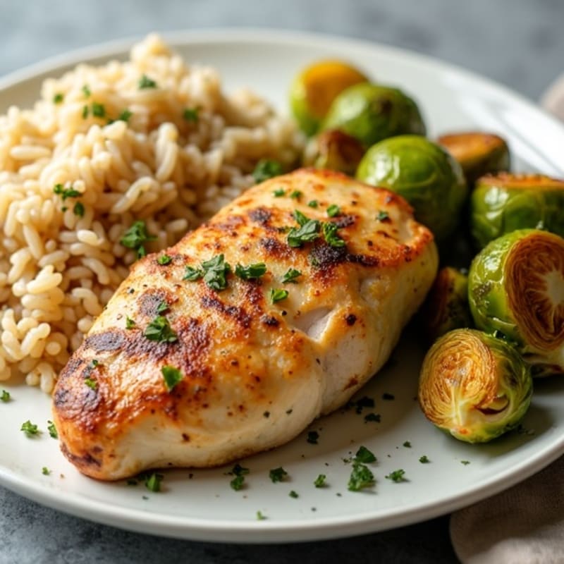 Lemon-Herb Roasted Chicken with Crispy Brussels Sprouts