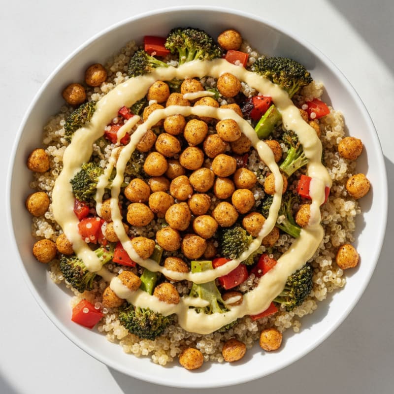 Roasted Vegetable and Chickpea Grain Bowl