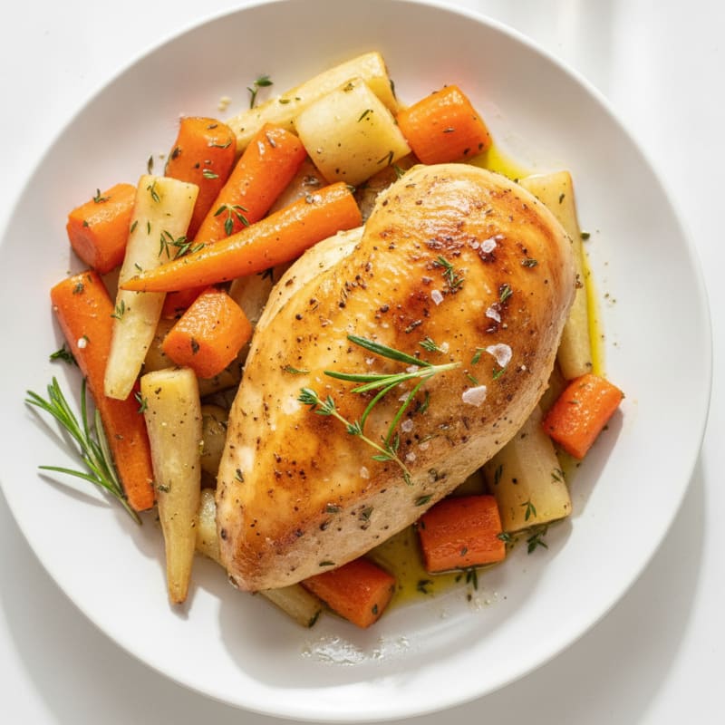 Garlic Herb Roasted Chicken with Root Vegetables