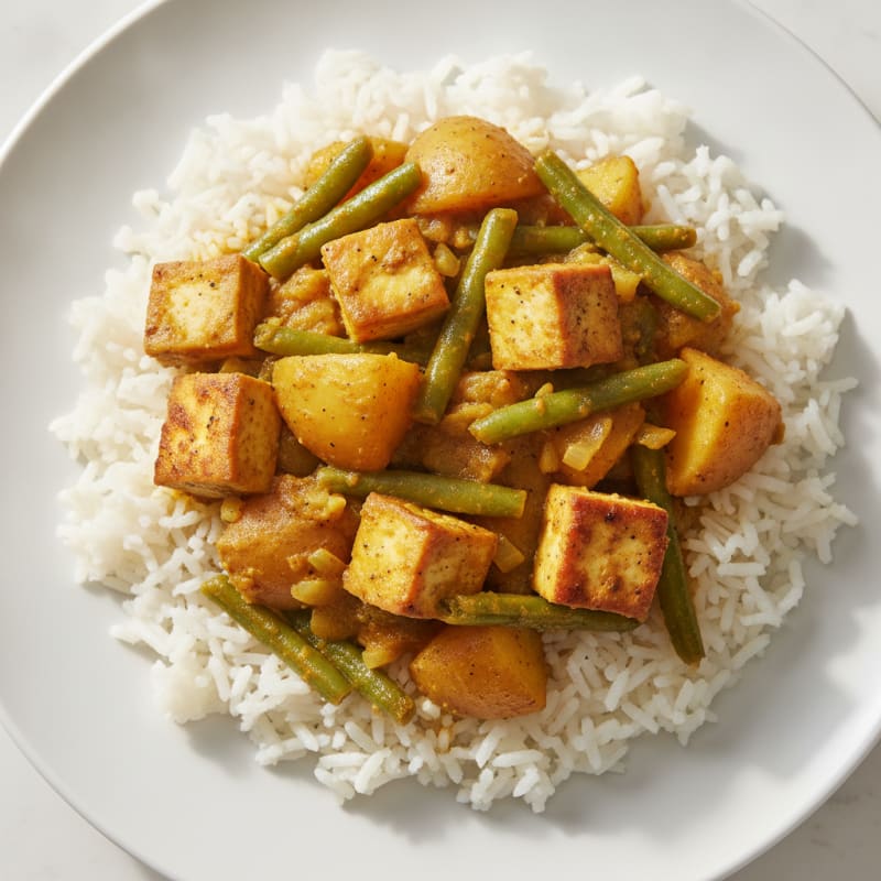 Spiced Tofu and Vegetable Curry with Basmati Rice
