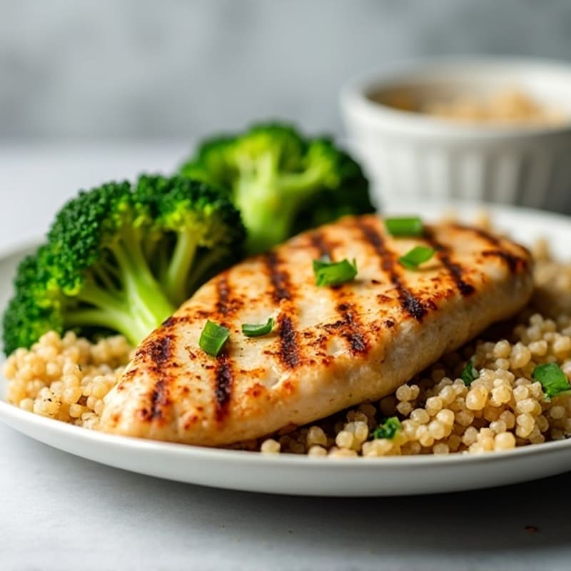 Grilled Chicken Breast with Quinoa and Steamed Broccoli